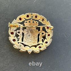 Old Art Deco Solid Silver Brooch with Spanish Currency Coins
