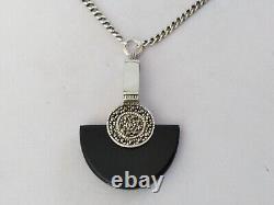 Old Art Deco Solid Silver Onyx Marcasite Necklace