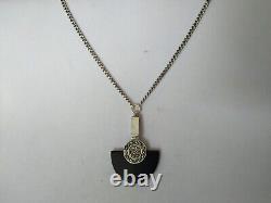 Old Art Deco Solid Silver Onyx Marcasite Necklace