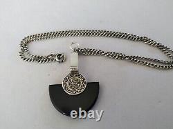 Old Art Deco Solid Silver Onyx Marcasite Necklace