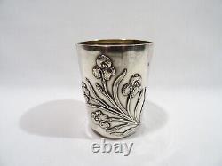 Old Art Nouveau Silver Cup Decorated with Iris Monogram