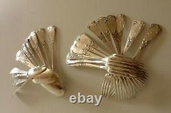 Old Art Nouveau Solid Silver Covers Monogrammed 24 Pieces / Ref 230 B/et