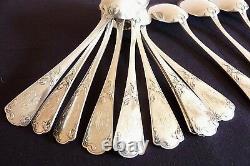 Old Art Nouveau Solid Silver Covers Monogrammed 24 Pieces / Ref 230 B/et