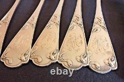 Old Art Nouveau Solid Silver Covers Monogrammed 24 Pieces / Ref 230 B/et