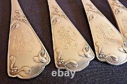 Old Art Nouveau Solid Silver Covers Monogrammed 24 Pieces / Ref 230 B/et