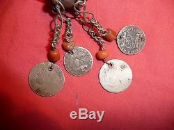 Old Berber Fibula In Silver, French And Spanish Coins Eighteenth Nineteenth