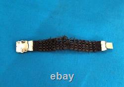Old Bereavement Jewellery Hair Bracelet Vermeil Clasp 19th Solid Silver