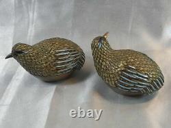 Old Bird Pair Box Enamel Sterling Silver Vermeil Email Silver Bird Chinese
