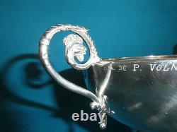 Old Bourguignonne Cup Silver Massive Minerva 238 G Dated 1854 Volnay