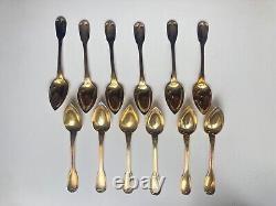 Old Box 12 Spoons Vermeil And Sterling Silver Silver Silver Minerve XIX