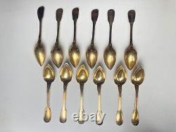 Old Box 12 Spoons Vermeil And Sterling Silver Silver Silver Minerve XIX