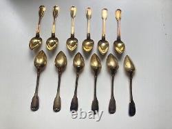 Old Box 12 Spoons Vermeil And Sterling Silver Silver Silver Minerve XIX