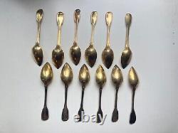 Old Box 12 Spoons Vermeil And Sterling Silver Silver Silver Minerve XIX