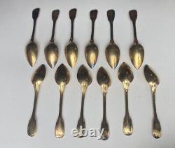 Old Box 12 Spoons Vermeil And Sterling Silver Silver Silver Minerve XIX
