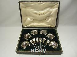 Old Box 6 Salerons Salers Sterling Silver And Crystal Salt Cellar Silver