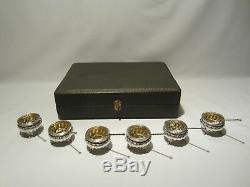 Old Box 6 Salerons Salers Sterling Silver And Crystal Salt Cellar Silver