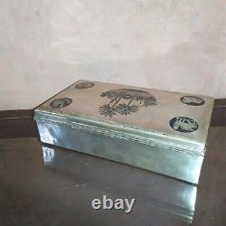 Old Box Cigar Solid Silver Niellé Silver Silver Silver Iaqi Niello Snuff Box Arabic