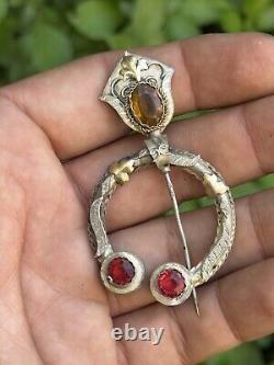 Old Brooch & Pin & Stones & Solid Silver & 19th Century & Jewel