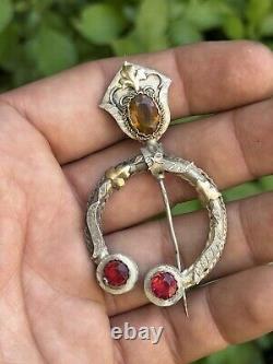 Old Brooch & Pin & Stones & Solid Silver & 19th Century & Jewel