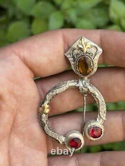 Old Brooch & Pin & Stones & Solid Silver & 19th Century & Jewel