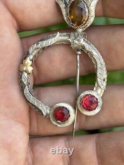 Old Brooch & Pin & Stones & Solid Silver & 19th Century & Jewel