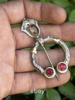 Old Brooch & Pin & Stones & Solid Silver & 19th Century & Jewel