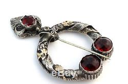 Old Brooch Provencal Brooch Silver And Gold Red Stones Xixeme