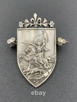 Old Brooch Solid Silver Jeanne Darc Antique Solid Silver Brooch