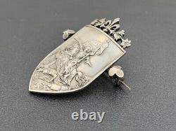 Old Brooch Solid Silver Jeanne Darc Antique Solid Silver Brooch