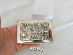 Old Case A Cigarette Silver Massive Entirely Sculpted Indochina Siam