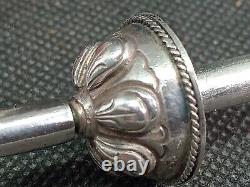 Old Chinese Tabatière Snuff Bottle Tibet Solid Silver Corail Punch