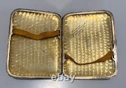 Old Cigarette Bag Solid Silver Niellé And Gold Silver Niello Antique Case