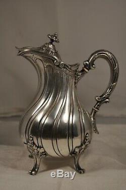 Old Coffee Maker Sterling Silver Head-to-head Lapar Antique Solid Silver Coffee Pot