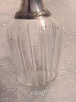 Old Crystal Decanter in Solid Silver with 3 Crystal Glasses