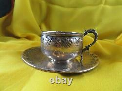 Old Cup And Coffee Cup Lunch Solid Silver Poincon Minerve 19th