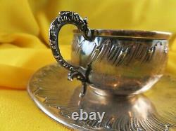 Old Cup And Coffee Cup Lunch Solid Silver Poincon Minerve 19th