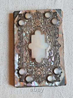 Old Dance Card Mother-of-Pearl Solid Silver 19th Century Napoleon III