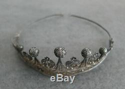 Old Diadem Tiara Crown Sterling Silver Filigree Berbere Tunisia Goldsmith