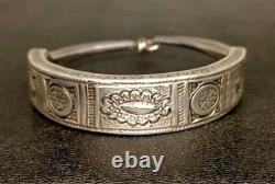 Old Ethnic Wide Bracelet in Solid Silver