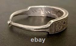 Old Ethnic Wide Bracelet in Solid Silver