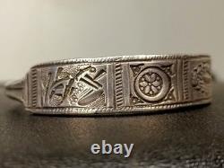 Old Ethnic Wide Bracelet in Solid Silver