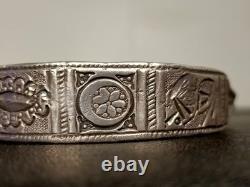 Old Ethnic Wide Bracelet in Solid Silver