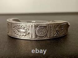 Old Ethnic Wide Bracelet in Solid Silver
