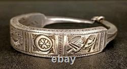 Old Ethnic Wide Bracelet in Solid Silver