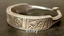 Old Ethnic Wide Bracelet in Solid Silver