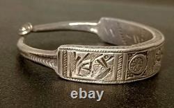 Old Ethnic Wide Bracelet in Solid Silver