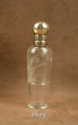 Old Flask Crystal Solid Silver Art Nouveau Lily of the Valley Decor