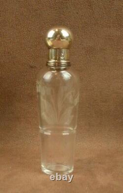 Old Flask Crystal Solid Silver Art Nouveau Lily of the Valley Design