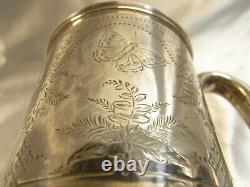 Old Glass Tankard Solid Silver English TW Silver England Glass 1879