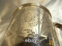 Old Glass Tankard Solid Silver English TW Silver England Glass 1879